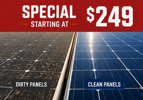 Example comparison of dirty and clean solar panels